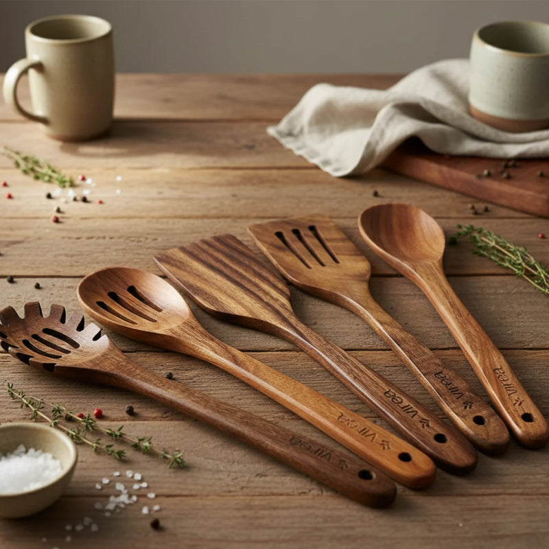 Kitchen utensils in Acacia wood